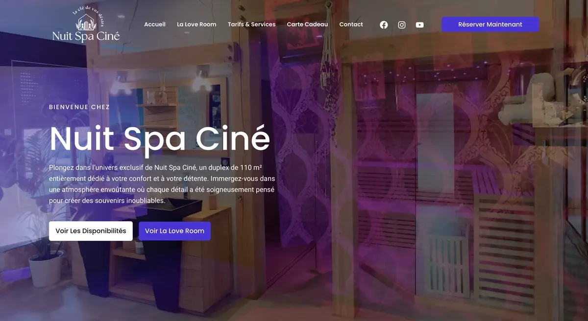 Page d'accueil du site Nuit Spa Ciné