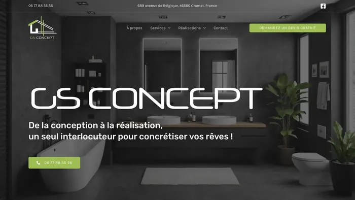 Page d'accueil du site de GS Concept, artisan en rénovation