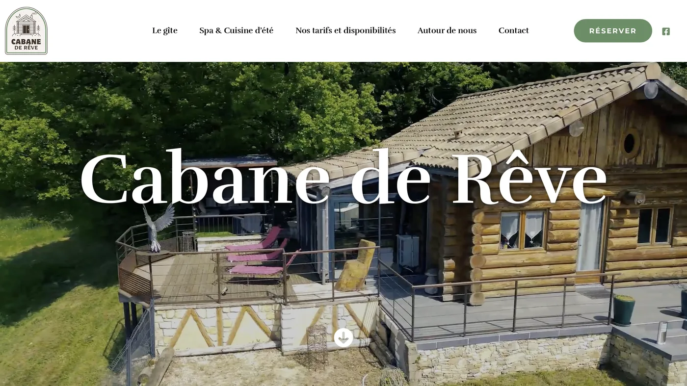 Site web Cabane de Rêve — hébergement nature et gîte