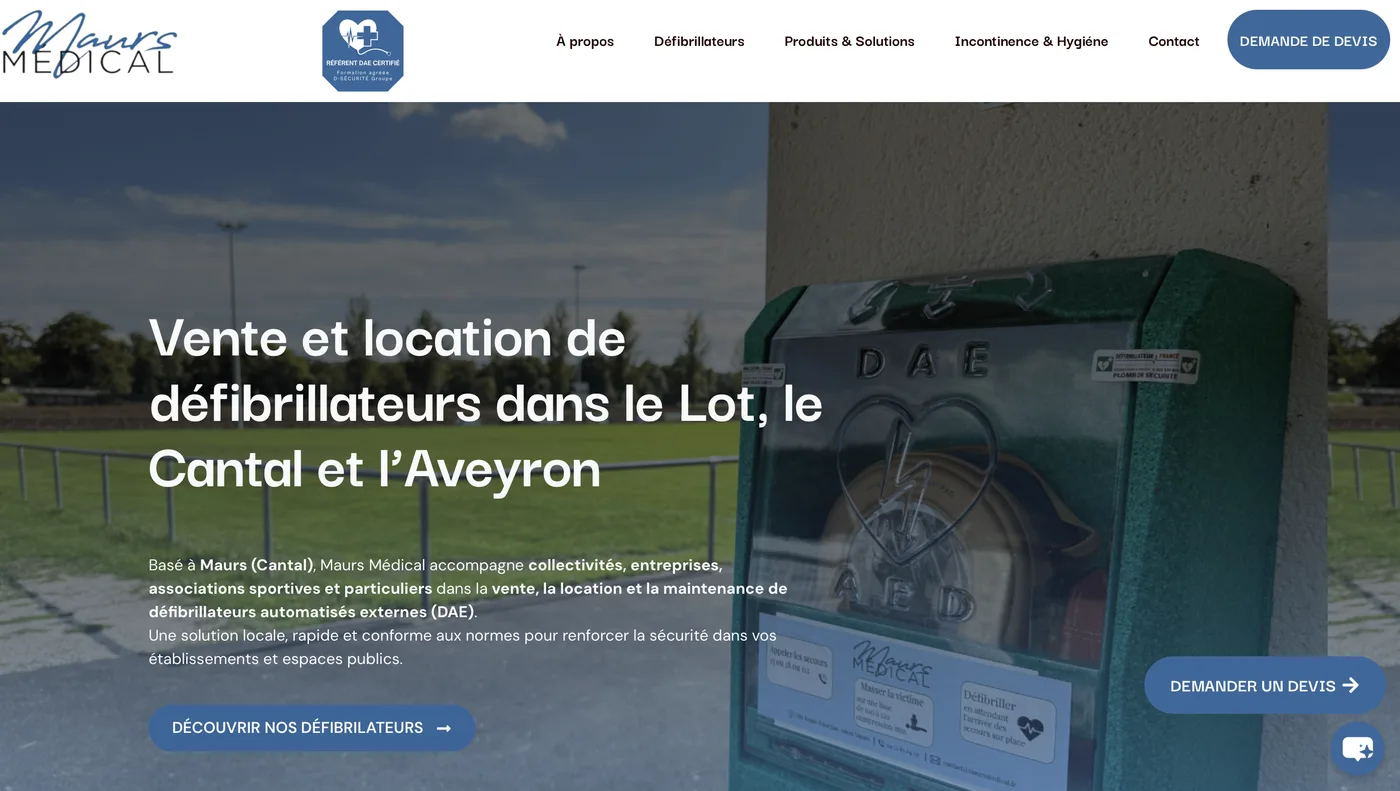 Site web Maurs Médical — équipement médical, Cantal