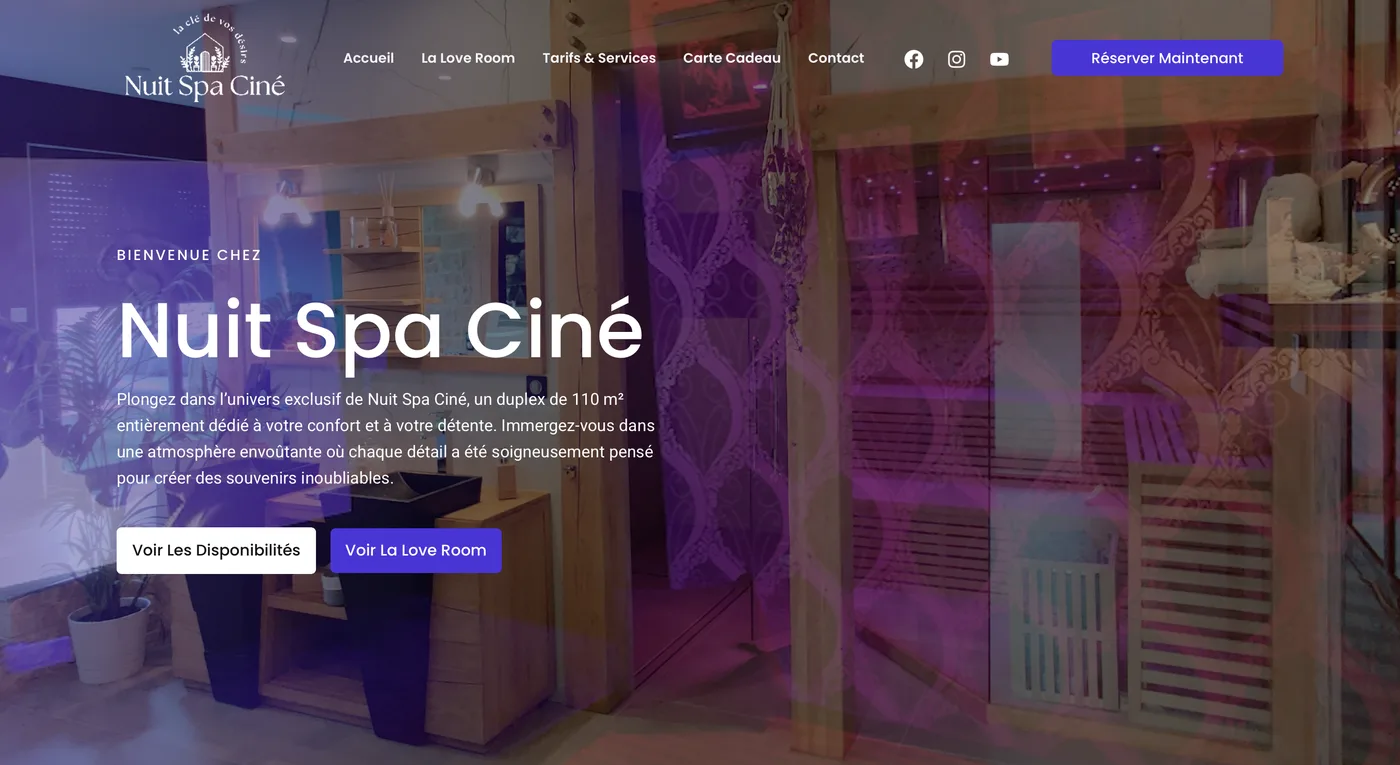 Site web Nuit Spa Ciné — séjour luxe spa et cinéma